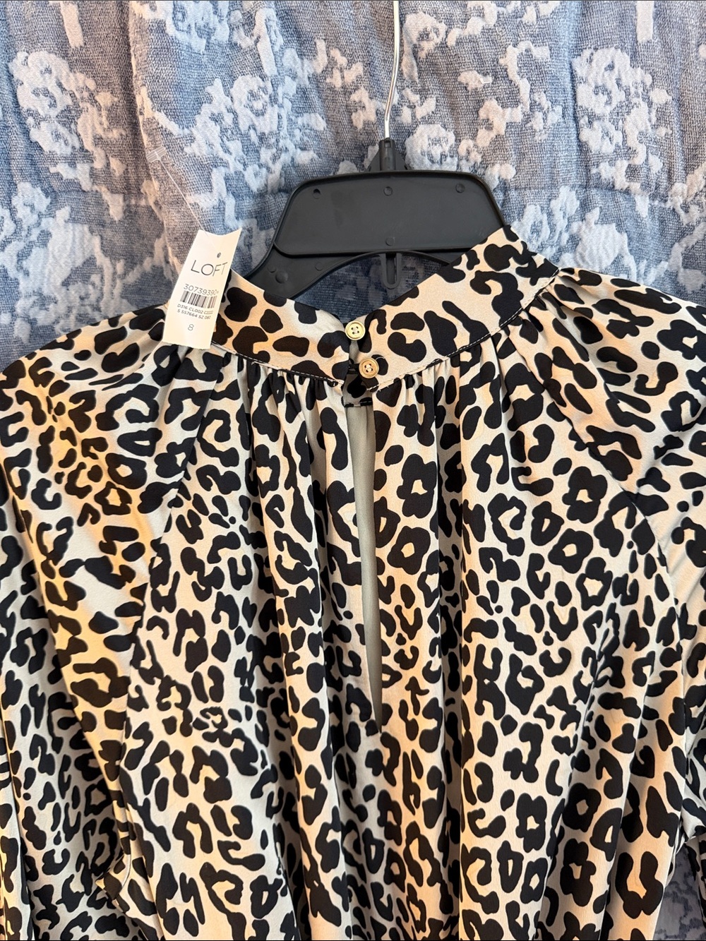 LOFT Leopard Print Long Sleeve Midi Dress - Black & Cream - Picture 5 of 5